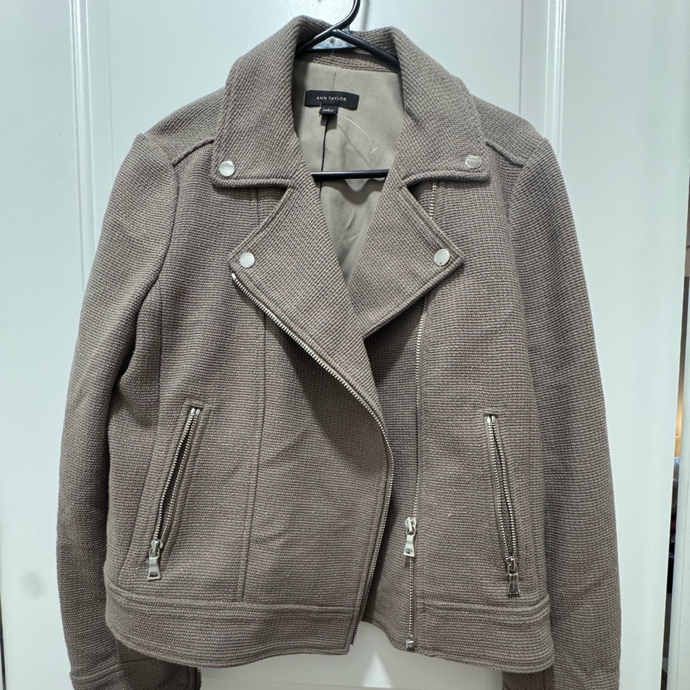Ann Taylor Women's Grey Knit Moto Jacket